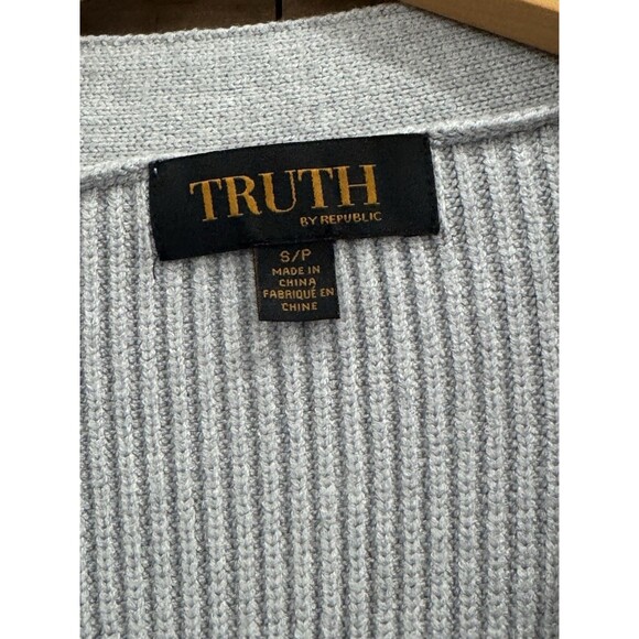 Truth by Republic Cardigan Sweater Women's Sz S Gray Viscose Blend Minimalist - Picture 3 of 4